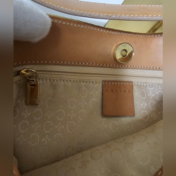 EUC CELINE C MACADAM YELLOW SUEDE BAGUETTE SHOULDER BAG - Picture 9 of 16